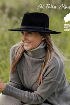 Sundaise Ricki Panama Suede Band Wool Felt Hat - Black.