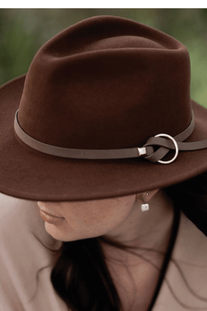 Sundaise Ryan Panama Suede Buckle Wool Felt Hat - Coffee.