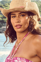 Sunseeker Mai Tai Cowboy Coral Trim Raffia Hat.