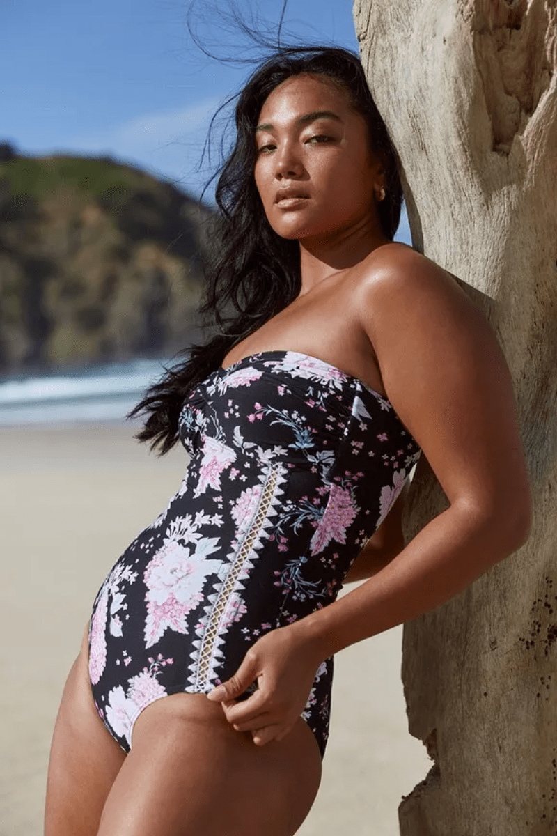 Sunseeker Notting Hill Twist Bandeau One Piece Swimsuit Black.