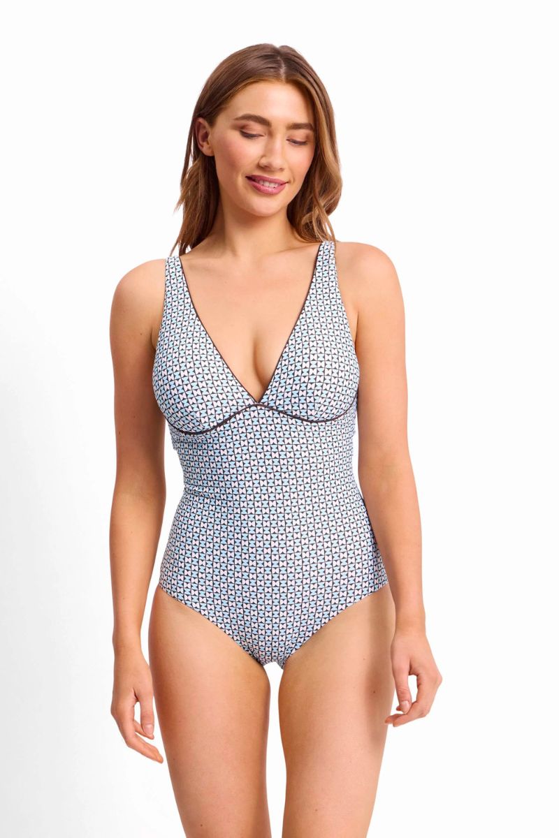 SS52119DDE-Geomath-DD/E-Underwire-Tri-One-Piece-Blue