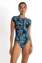 Sunseeker Alaska Ocean Sport Cap Sleeve Mastectomy One Piece Black.