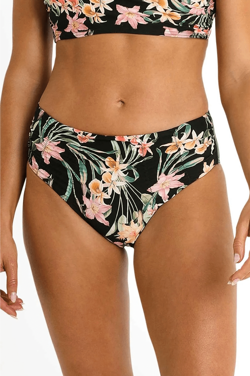 Sunseeker Camellia Ruched Mid Rise Pant Black.