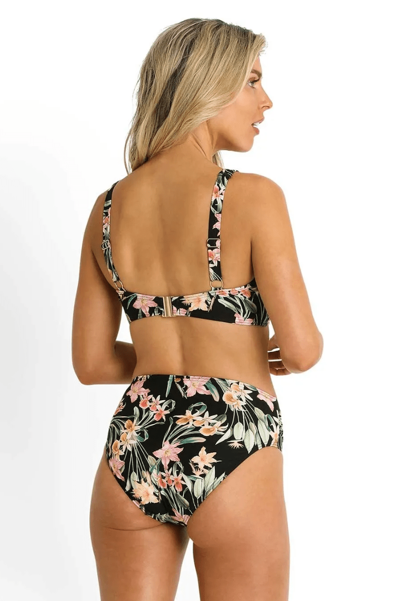 Sunseeker Camellia Ruched Mid Rise Pant Black.