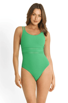 Sunseeker Reset Cheeky Double Strap One Piece Green.