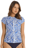 Sunseeker Corfu Short Sleeve Rash Vest - Blue.