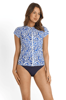 Sunseeker Corfu Short Sleeve Rash Vest - Blue.