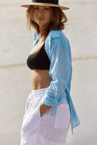 Sunseeker Summer Stripe Boyfriend Shirt - Teal.