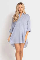 Sunseeker Resort Painters Summer Stripe Shirt - Blue & Khaki.