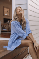 Sunseeker Resort Painters Summer Stripe Shirt - Blue & Khaki.