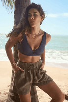 Sunseeker Resort 100% Linen Beach Shorts Khaki.