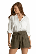 Sunseeker Resort 100% Linen Beach Shorts Khaki.