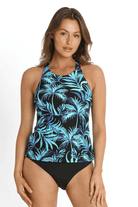 Sunseeker Pina Colada Mastectomy High Neck Singlet Black.