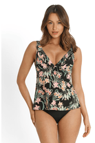 Sunseeker Camellia Frill A-Line Singlet Black.