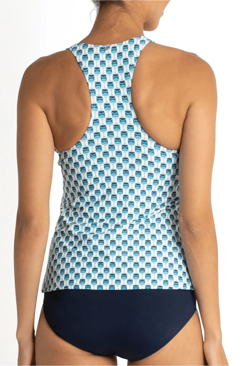 Sunseeker Crete Mastectomy High Neck Singlet Blue.
