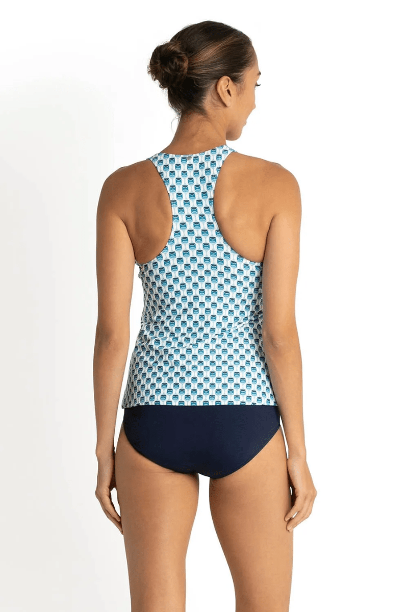 Sunseeker Crete Mastectomy High Neck Singlet Blue.