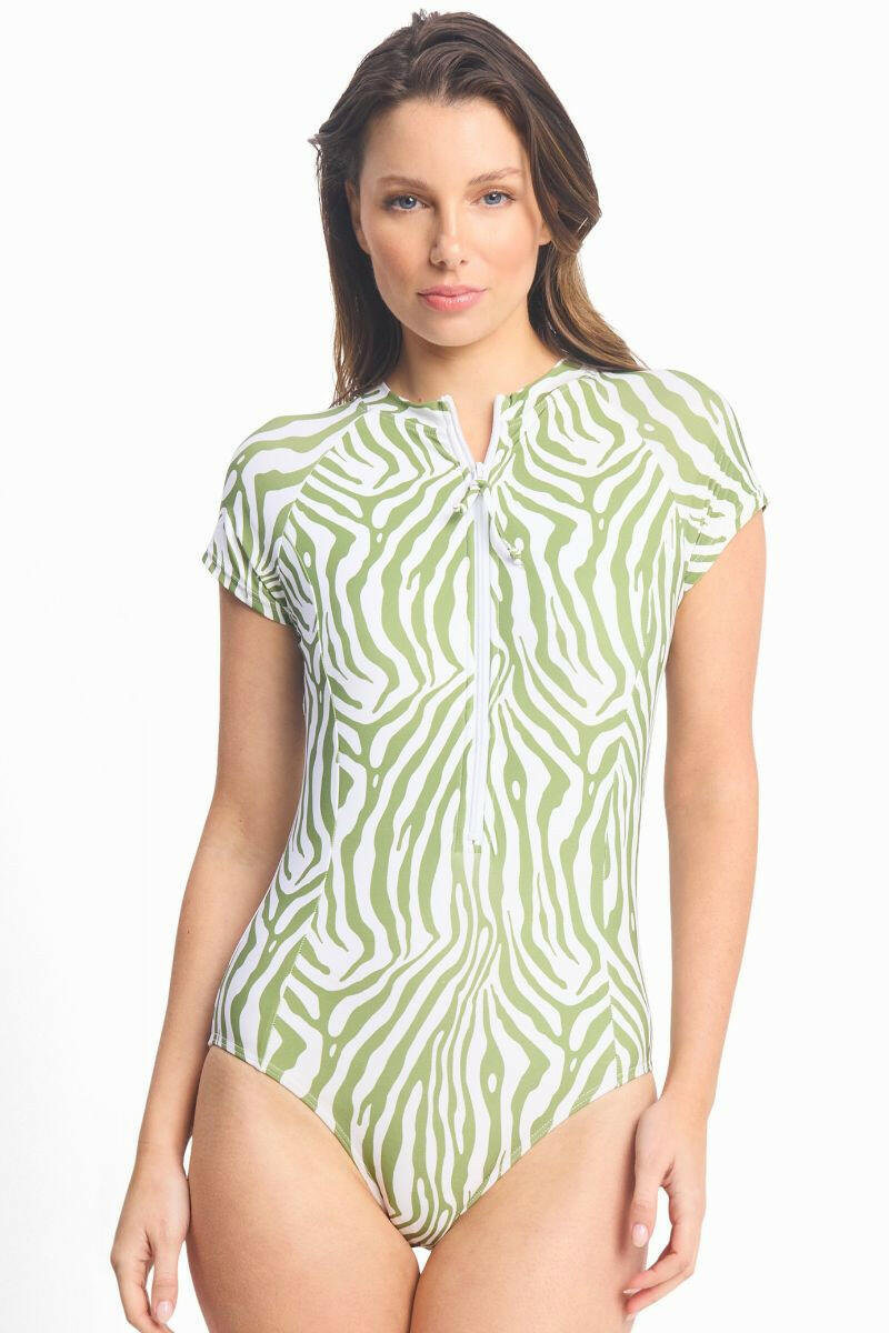 Sunseeker Zena Short Sleeve Seasport Mast One Piece - White.