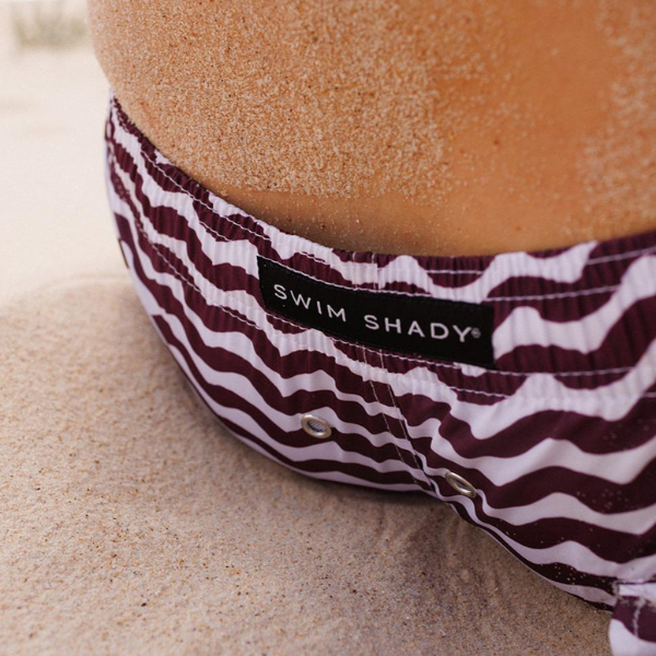 Swim Shady Maroon Tide Swim Shorts.