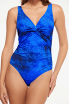 Togs Aruba Twist Front Chlorine Resistant One Piece Blue.