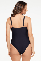 Togs Black Ribbed Texture Scoop Neck One Piece.