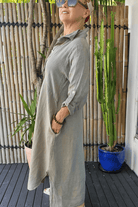 Vera May Italian Linen Button Through Dress.