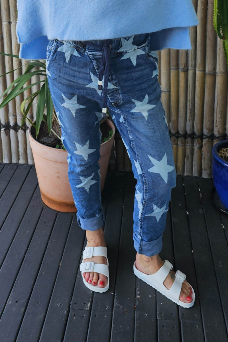 Vera May Hollywood Italian Denim Jeans Blue Star.