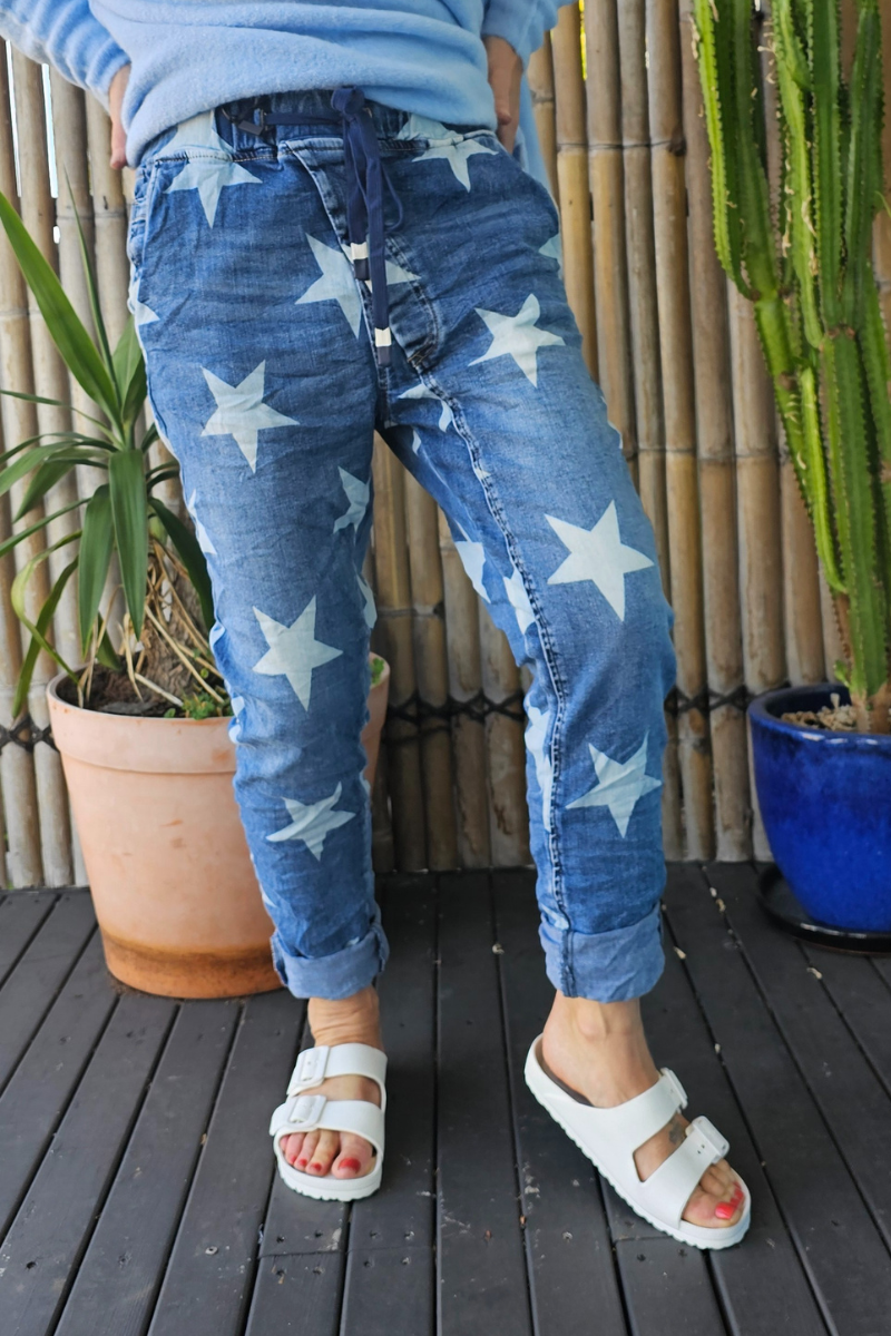 Vera May Hollywood Italian Denim Jeans Blue Star.
