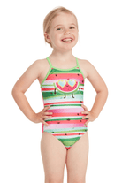 Zoggs Melon Smile Tex Back Girls One Piece Swimwear.