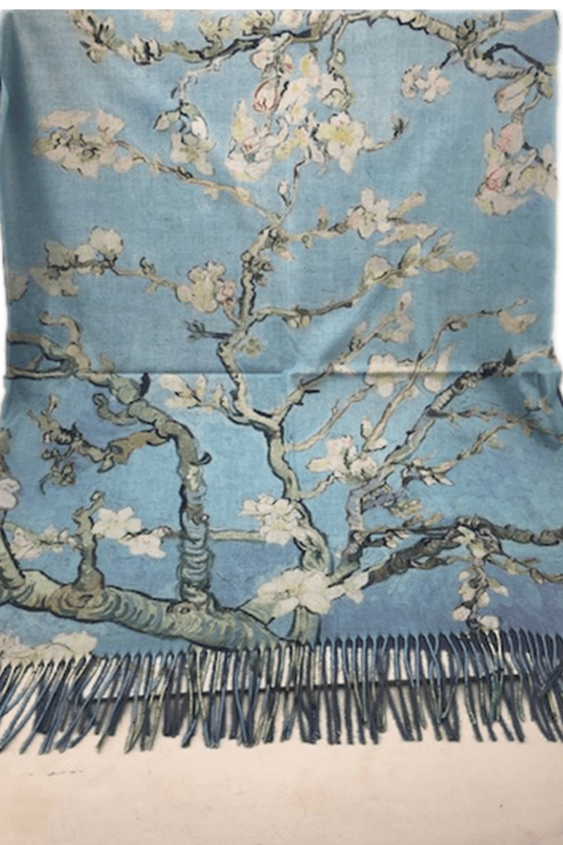 Cashmere Scarf 20% Cotton Reversible Cherry Blossom.