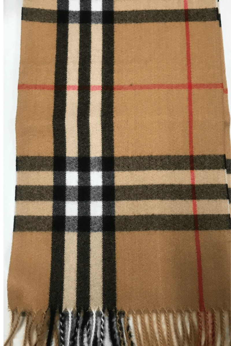 Burberry Look Plaid Wool Blend Scarf Mustard.