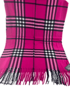 Burberry Look Plaid Wool Blend Very Soft Fringe Scarf.