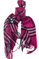 Burberry Look Plaid Wool Blend Very Soft Fringe Scarf.