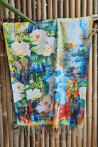 Frida Kahlo Cashmere Flowers In Hair Reversible Scarf.