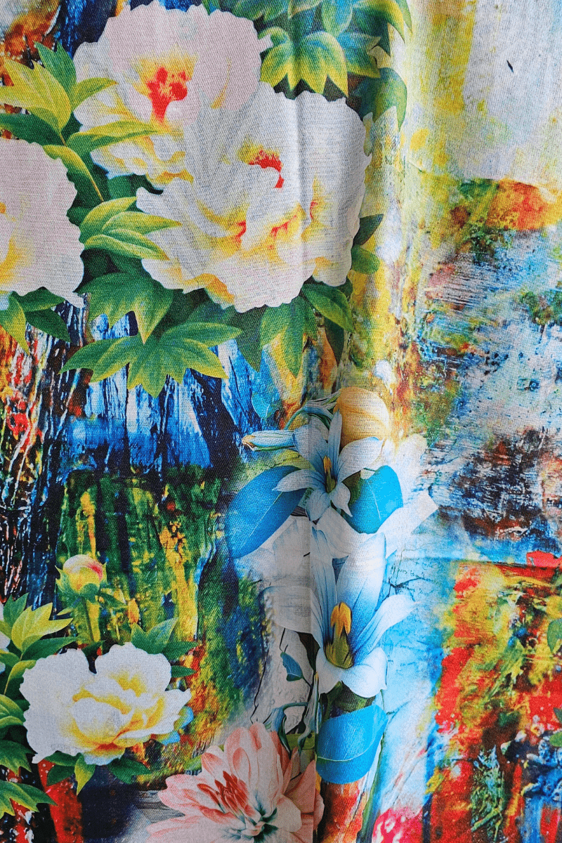 Frida Kahlo Cashmere Flowers In Hair Reversible Scarf.