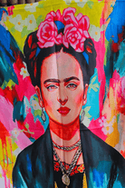 Frida Kahlo Cashmere Scarf Reversible Bright Monet Flower Garden.