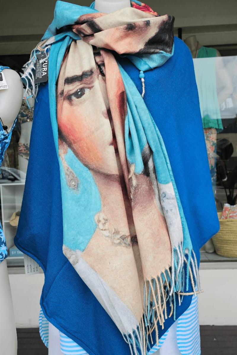 Frida Kahlo Soft Cashmere Viscose Woollen Scarf Fully Reverisble.