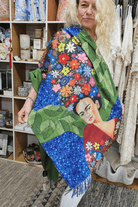 Frida Kahlo Soft Cashmere Viscose Scarf Fully Reversible.