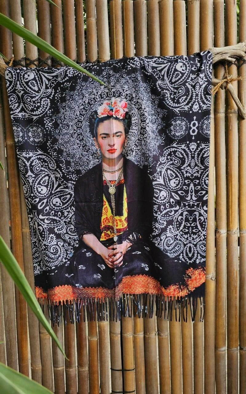 Zura Frida Kahlo Scarf Reversable Wool Scarf.