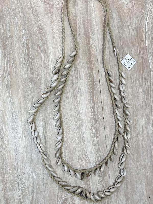 132489 SA862 Leather Look Plait Shell Necklace - Bilgola Jewellery Bilgola 