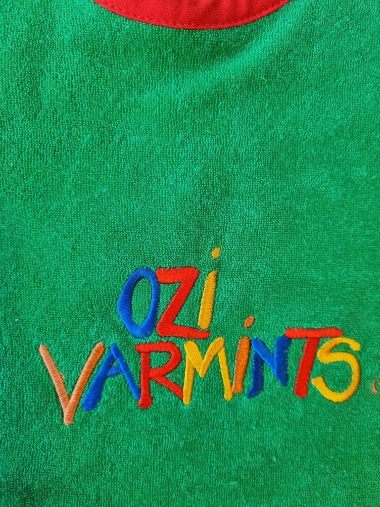 9057E Ozi Varmints Towelling Embroidered Bib - Sun/Red Ozi Varmints 