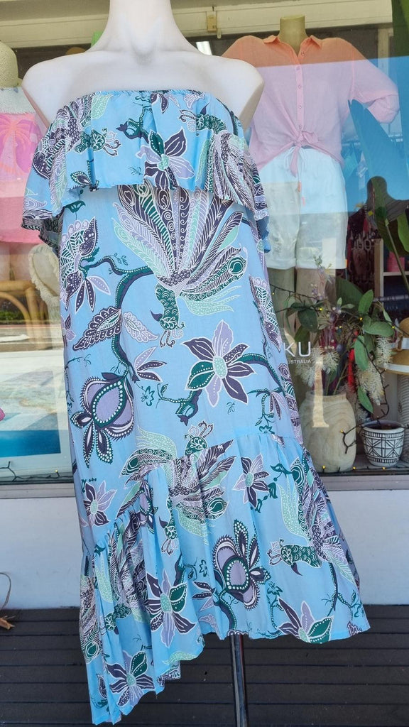 Sky Peacock Blue Bali Maxi Bandeau Dress - OZ RESORT