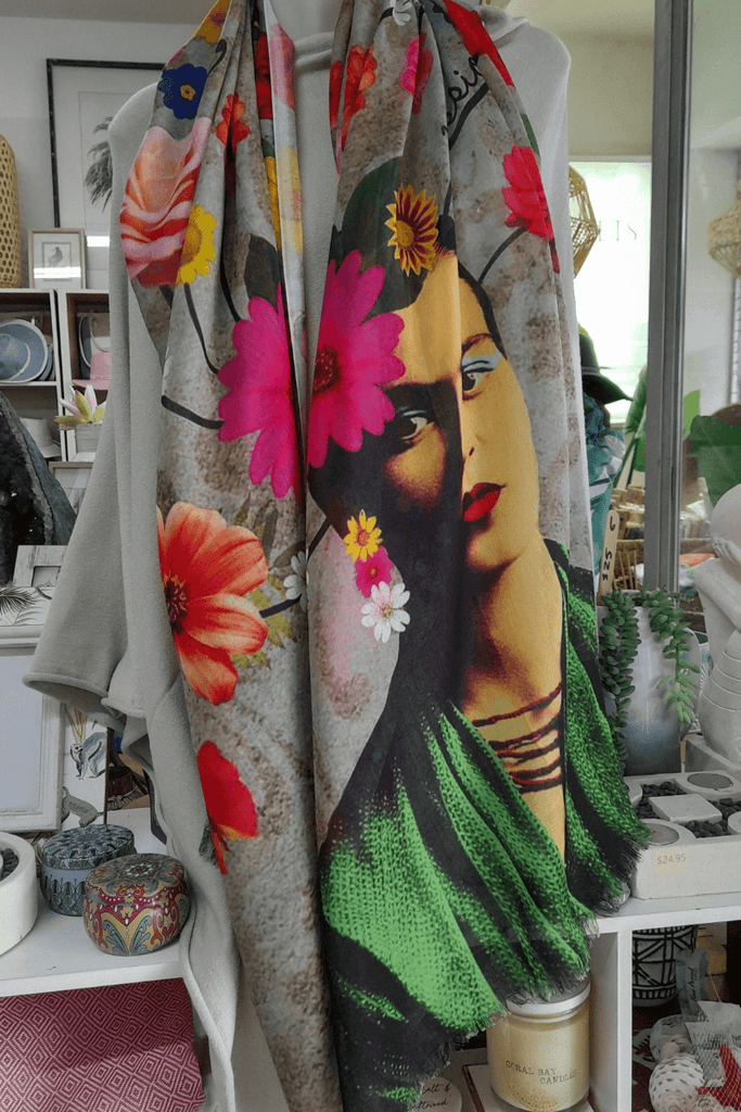 Zura Frida Kahlo Passion 100% Cotton Scarf - TTPC38 FRIDA Wraps & Scarfs Zura