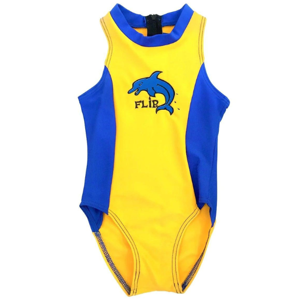 Ozi Varmints Girls Zip Back Cat Suit with a dolphin design print - Sun Ocean