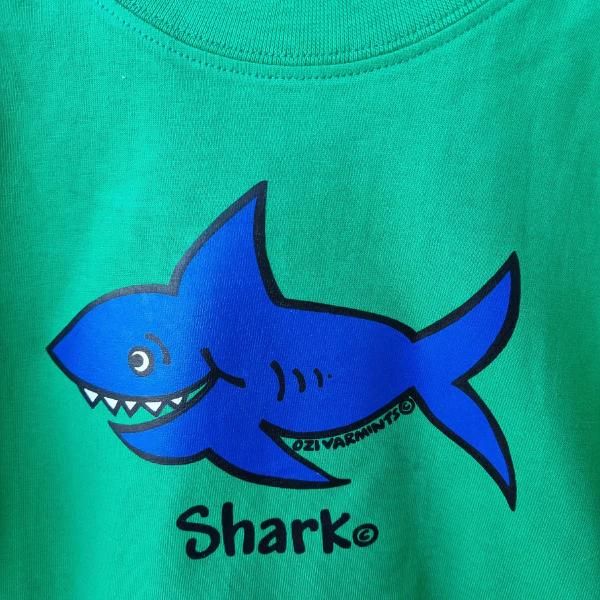 a closer look of the shark design print