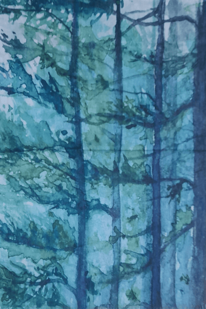 TTPC61-Zura Burnt Tree-Watercolor 100% Cotton Scarf
