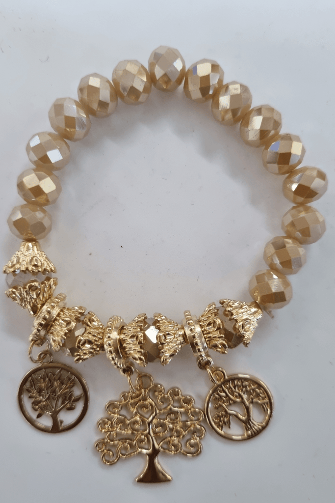 Tree of Life Gold Plated Beaded Bracelet - OZ RESORT