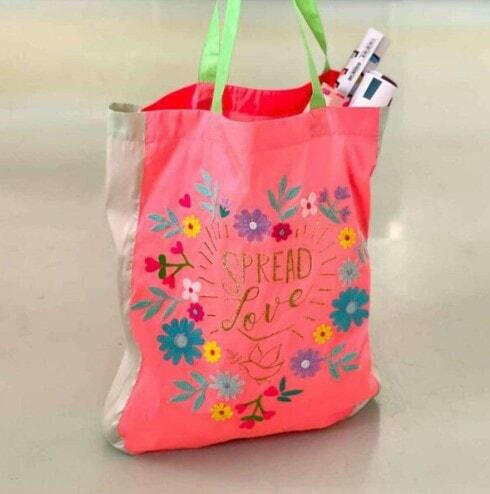 Spread The Love Shopper Embroidered Hand Made - Tote Bag.