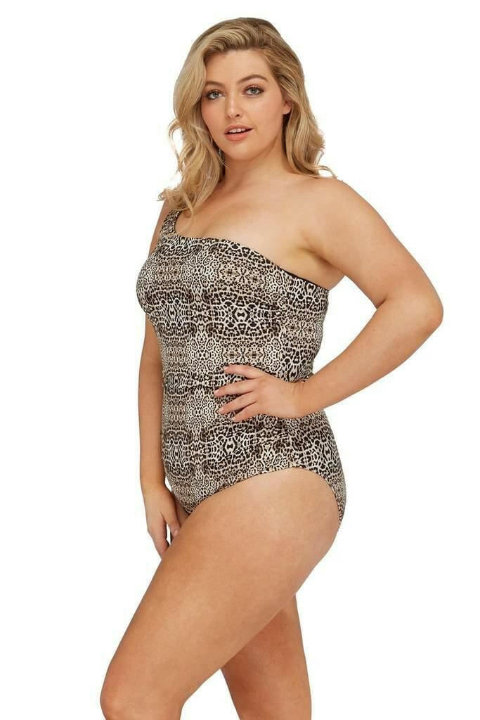 Artesands One Shoulder Leopard One Piece.