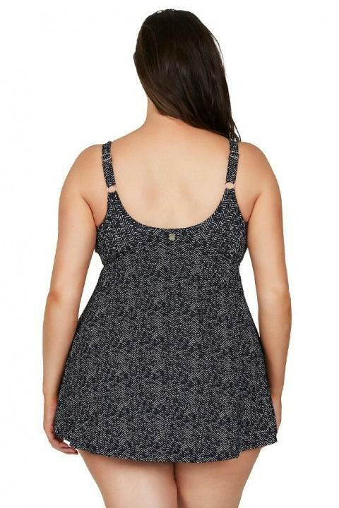 Artesands Zig Zag Delacroix Cross Front Swim Dress - navy.