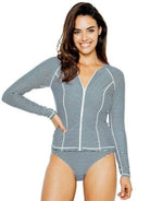 NT5058SO Nip Tuck Zip SPF50+ Long Sleeve Stripe Rash Vest - Bond Eye.